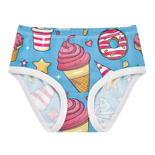 Girls Panties, Cute Ice Cream Donut Blue Toddler Girl Panties, Girls Underwear Cotton, 2T–8 Years
