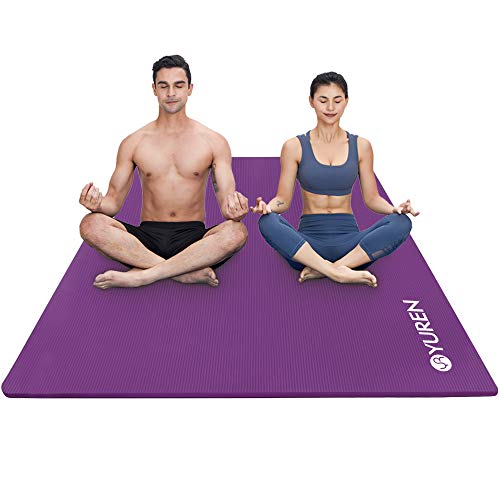 YUREN Esterilla Yoga 200×130cm 10mm Gruesa Colchoneta de Yoga Material Ecológico NBR Antideslizante Alfombrilla de Yoga Esterilla Pilates Esterilla Deporte (Púrpura)