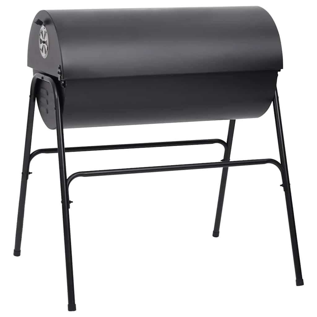 Barbecue a carbonella in acciaio con 2 griglie, rivestimento nero, dimensioni totali, 80 x 95 x 90 cm, griglia scaldavivande per terrazza, balcone, giardino, per grigliare carne e verdure