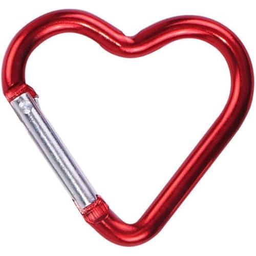 Red Carabiners Keychain Clips Snap Hook Key Ring for Camping Accessories Backpack Water Bottle Aluminum Alloy Heart Shape，Accessories，Accessory and Keychain Carabiners