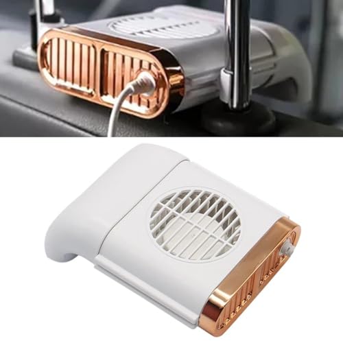 Vilgftyiet Ventilador USB para asiento trasero de coche, 3 velocidades, ajustable, motor sin escobillas, funcionamiento silencioso, diseño compacto y plegable para refrigeración de verano, alimentado