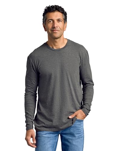 True Classic Long Sleeve Shirts for Men — Mens Long Sleeve Tee-Shirts, Henley Shirts for Men or Waffle-Knit Thermal T-Shirts - Classic Crew Neck - Regular, Pack of 1, Charcoal Heather Gray, S