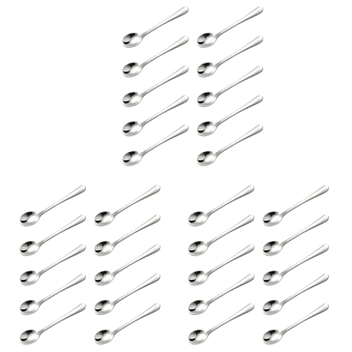 HWIREUIGT 30 Cucharas Pequeñas de Acero Inoxidable para Frascos de, Tamaño Mini de 2,87 Pulgadas, Lindas Cucharas Pequeñas de Acero Inoxidable para Condimentos