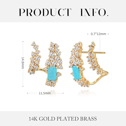 14K Gold Plated 925 Silver Post Illusion Stud Earrings for Women Dainty Cubic Zirconia Studs Small Hoops Lightweight Trendy Jewelry Gift4
