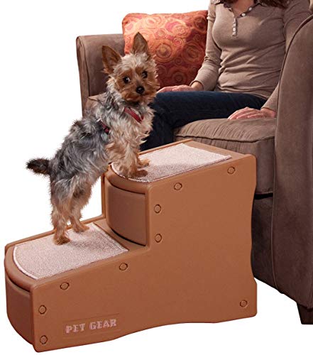 Pet Gear Easy Step II Pet Stairs, 2 Step for Cats/Dogs up to 150 Pounds, Portable, Removable Washable Carpet Tread, 2-Step, Cocoa