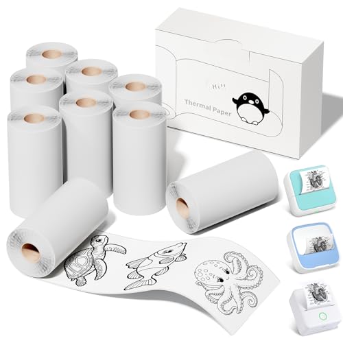 Image of 9 Rolls Sticker Printer Paper Compatible with Memoking T02 /XenGro AHM2 /NDYIN D21 /Anycash S1 /iDPRT S1 /Cudinham X6 /Cabaro Mini Sticker Maker, 57mm Thermal Printer Paper