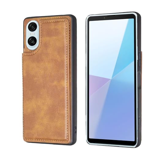 �yViesa�z�w�ʃJ�[�h �蒠�^�P�[�X �݊��� Xperia10 VI/SOG14 au/SO-52E docomo/XQ-ES44 SoftBank �Ή� SONY �X�}�z �o�b�N�J�o�[ �P�[�X �蒠�^ (�u���E��) ���z�^ �w�ʃJ�o�[ ���X�^���h�@�\ 