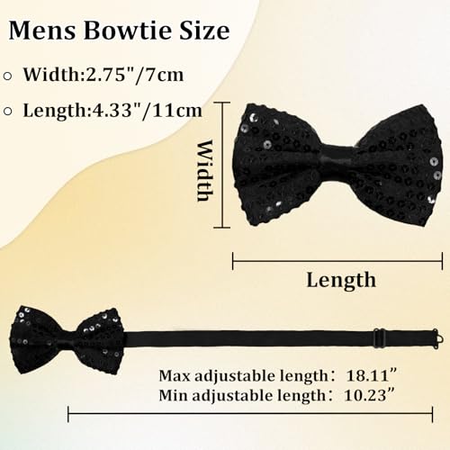 Image of Sequin Bow Ties for Men, Sparkling Mens Bow Tie for Prom Recital | 4.33 inch x 2.75 inch, Pre-tied Men's Bow Tie, Adjustable Strap, Shiny Sequin Surface, Assorted Versatile Hues, for Festival Party