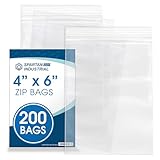 Spartan Industrial - 4” X 6” (200 Count) 2 Mil Clear Reclosable Zip Plastic Poly Bags with Resealable Lock Seal Zipper