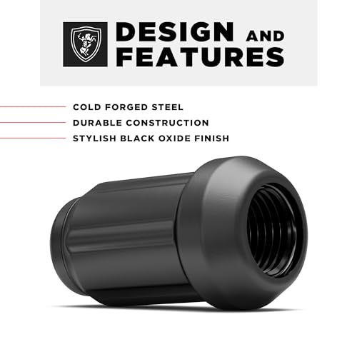 Image of White Knight 3804MBT-20AM 1 /2 inch-20 Matte Black 6 Spline Lug Nut with Key, 20 Pack (for AFTERMARKET Wheels with Smaller 0.80 inch Diameter Seating)
