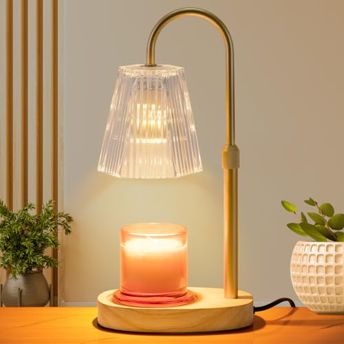 GWULC Candle Warmer Lamp with Timer: Electric Melting Light for Wax Jar Candles Height Adjustable Flameless Burner Candle Heater for Indoor with 2 Bulbs Exquisite Birthday Presents New Home Gifts