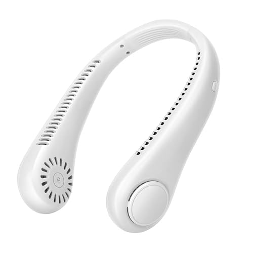 MOREASE Halsventilator, Tragbarer Nackenventilator mit USB Leise, Neck Fan Halsventilator Wiederaufladbar mit 3 Geschwindigkeiten, Persönlicher Ventilator für Reisen, Urlaub, Sport, Draußen (Weiß)