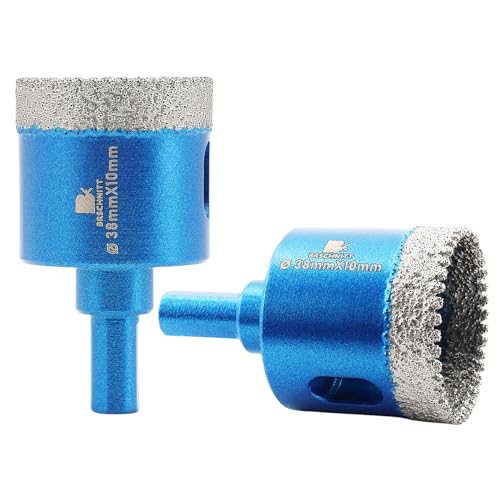 Brschnitt - Juego De 2 Brocas De Núcleo De Diamante Seco De 38 Mm Con Vástago Triangular Para Azulejos De Porcelana, Cerámica, Piedra, Granito, Mármol