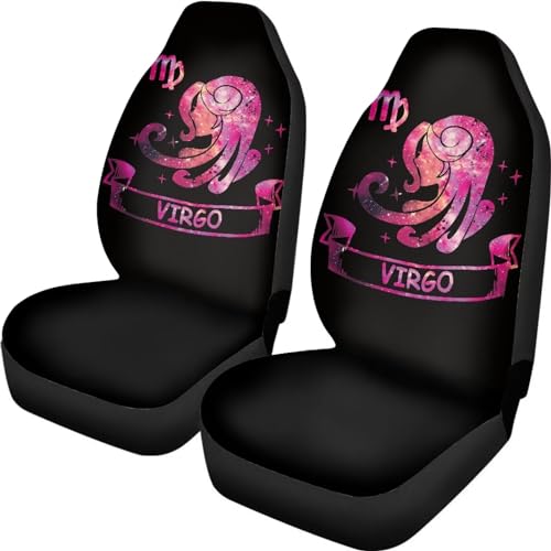 Horeset Car Seat Cover Set of 2 Virgo Print Accessories Interior Decor, Washable Soft Front Seat Protector Universal Fit Sedan Vehicle Truck