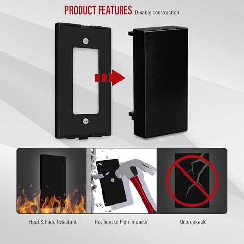 Image of MX 1 Module Black Modular Socket Plate 22.5 x 45mm | Pack of 2 | Premium ABS Electrical Switch Plate | Standard Modular Wall Plate for Home, Office & Commercial Use