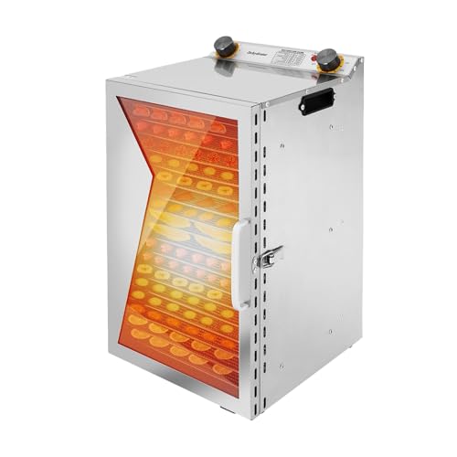 LIYUANJUN 18-Trays Food Dehydrator, 18 Grids Large Commercial Food Dehydrator Timer and Temperature Setting Stainless Steel Dehydrator for Fruits Meats Vegetables 86-194? Temperature Range