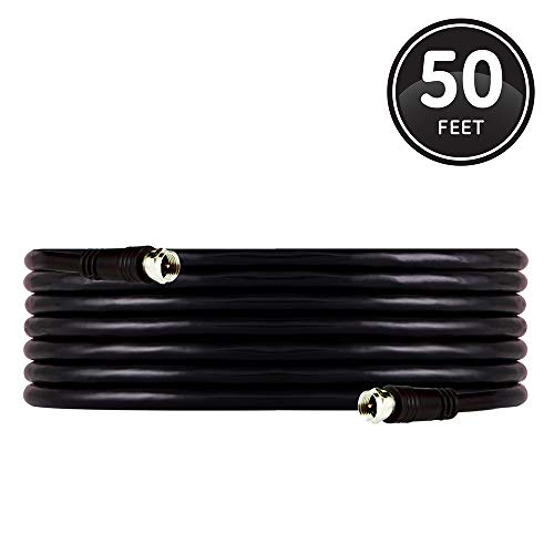 GE RG6 Coaxial Cable, 50 ft. F-Type Connectors, Double Shielded Coax, Input Output