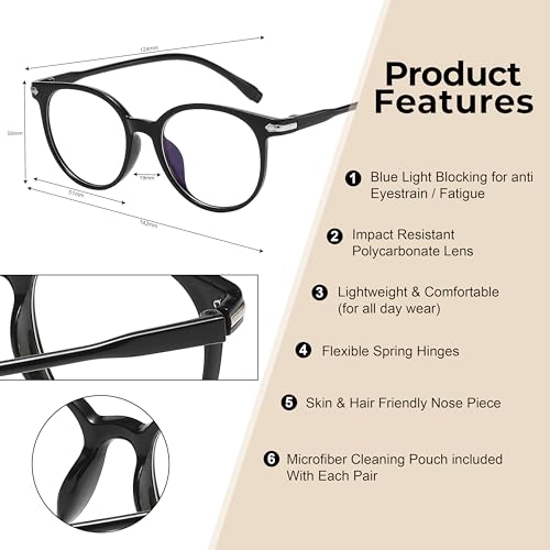 Image of OWL Blue Light Blocking Glasses for Women and Men - Retro Round Eyewear Anti Eyestrain Eyeglasses, UV Glare Filter Eyewear