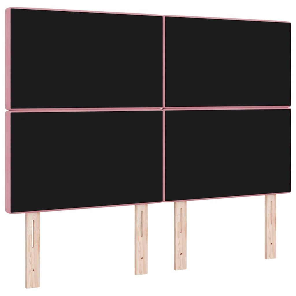 Cabecero rosa 144 cm terciopelo acolchado con marco de madera Altura ajustable Diseño moderno Acolchado resistente y duradero para dormitorio, cama doble y habitación de invitados