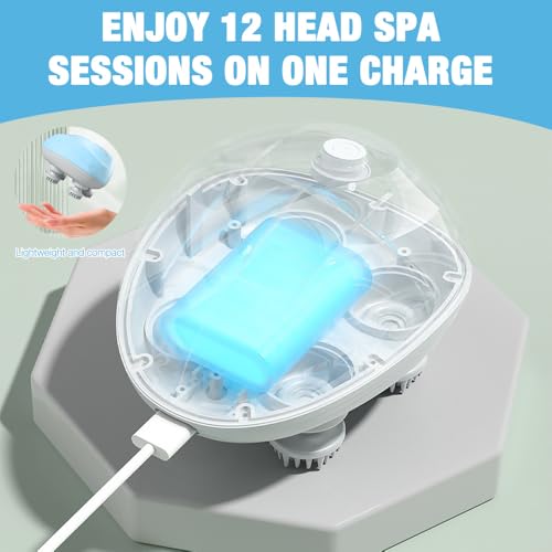 Mineup Kopfmassagegerät Elektrisch, IPX7 Wasserdicht Katzen Massagegerät, Elektrisches Kopfmassagegerät, 3 Stufen und 4 Massageköpfen, Kopfhaut Massagebürste für Körperentspannung