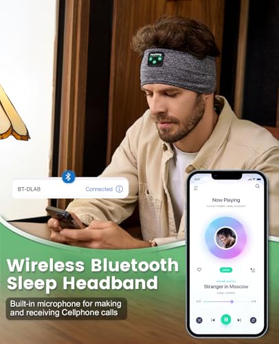 Image of Perytong Sleep Headband - Bluetooth Sleeping Headphones for Side Sleepers - Headphones for Sleeping Comfortable Headband with Thin Speaker Microphone Gift Ideas for Women Men