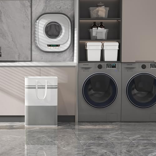 Lifewit 2 Stück Pfandflaschen Sammelbehälter mit Deckel80L, Groß Pfandflaschen Aufbewahrung, Behälter Leergut & Altglas Aufbewahrung, Flaschensammler Küche Abstellraum Flaschentasche, Grau und Weiss