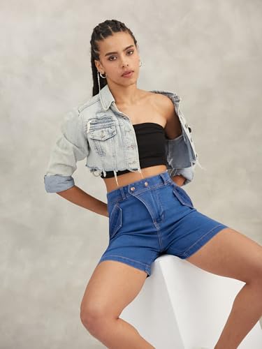 Image of Dolce Crudo Above Knee Denim Shorts for Women