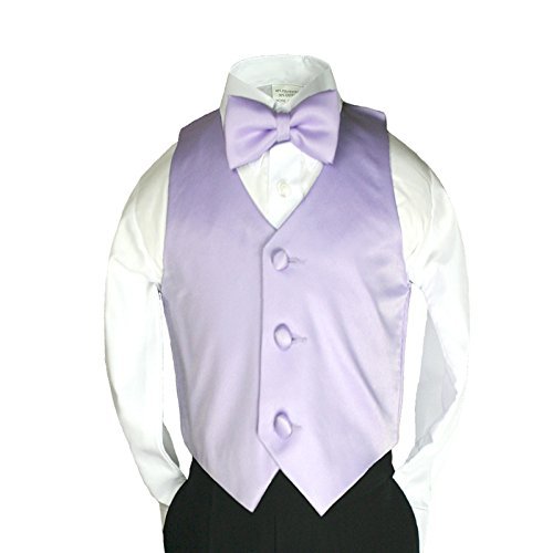2pc Lilac Bow Tie Vest Set Boy Party Formal Suit Sm-20 (L(12-18 Months)