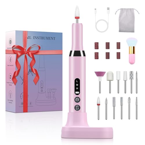 Torno Uñas Profesional Lima Eléctrica 20000u/min , lima electrica uñas Portátil , Torno para Uñas USB Recargable, set de manicura y pedicura electrico Kit Salón DIY Nail Dril