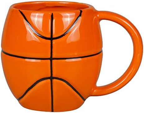 Ceramic Basketball Coffee Mug 14 oz Novelty Coffee Mug for Men Women Basketball Coach Gifts for Birthday Christmas Housewarming Holiday Basketball Party