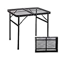 ALZEROOE Metal Picnic Small Folding Table, Camping Grill BBQ Side Table for Outdoor Garden Patio Yard - Portable Lightweight, Compact & Height Adjustable Collapsible Table