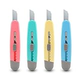 Box Cutters by HEIKIO, 4-Pack, Retractable Utility Knife with 9mm Snap-off Blade, Sharp and Easy to Use Little Cutting Tools for Opening Packages, Letters and Cardboard Boxes