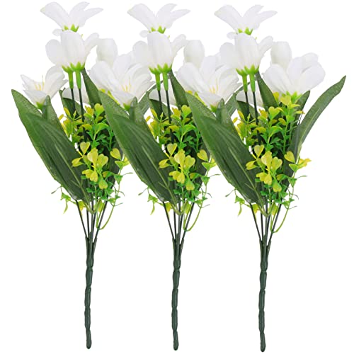 HEALEEP 3pezzi Bouquet Giglio Artificiali Per Decorazioni Nuziali e Casa Vivid Lily Per Centrotavola e