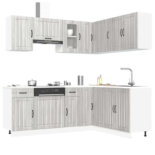 Brokky-11 Piece Kitchen Cabinet Set Kalmar Grey Sonoma Engineered Wood|Freestanding Kitchen Cupboard, Storage Cabinet