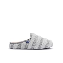 Scholl Maddy, Pantofole da casa con pelo sintetico a strisce, Donna, Grigio chiaro, 39 EU