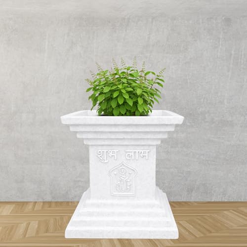 Image of Niyara Tulsi Ceramic Pot for Indoor, Outdoor, Home Office, Pooja Plants Gamla (16 Inch, FRP)