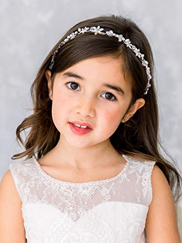 Sweetv Silver Flower Girl Headpiece For Wedding Crystal Floral Girls Headband Princess Hair Accessories For Birthday Party, First Communion #TOP2