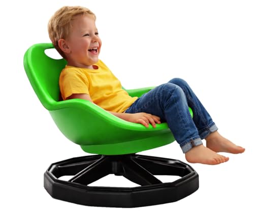 Mishelone Sensory Spinning Chair for Kids with Back Support, Safe Spinning Chair for Autistic Children, Large Stable Base (16-Sided), 220 lbs Capacity, Vestibular Balance & Focus Training Toy(Green)
