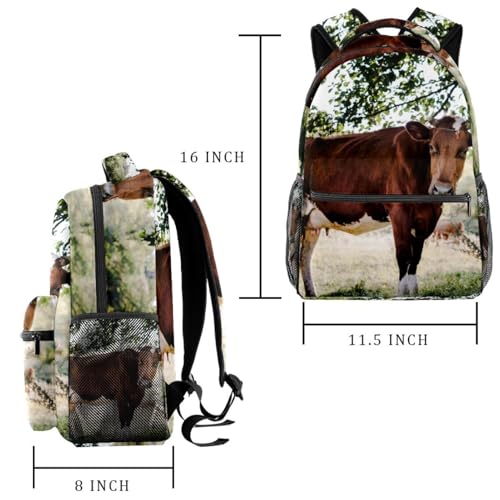 Sac à dos vache multicolore grand format 40cm avec motifs bétail champêtre