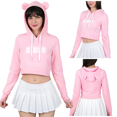 Sweat à capuche décontracté à manches longues rose et coupe droite courte pour style unisexe