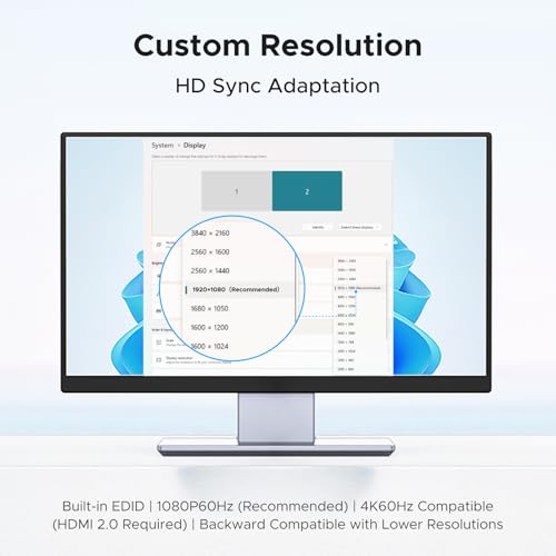 UGREEN HDMI Dummy Plug 4K@60Hz 2K@60Hz 1080P@120Hz, EDID Emulator, virtueller Monitor Emulator, HDMI Headless Adapter für Krypto Mining, Remote Server, virtuelle Desktops, Windows, macOS (4 Stück)