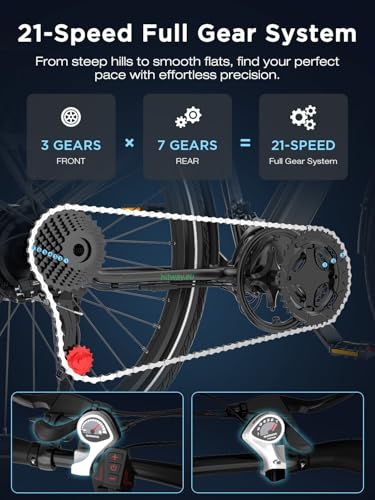 HITWAY E-Bike, Elektrofahrräder 27,5/29 Zoll, Abnehmbarer 36V 12,8Ah Akku, 250W Motor bis 25 km/h, 50-80 km Reichweite, Pedelec MTB City E-Fahrrad für Erwachsene – Bild 5