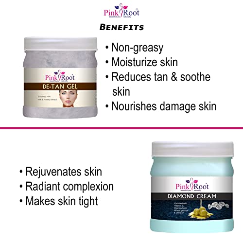 Image of Pink Root De-Tan Gel 500gm with Diamond Cream 500gm
