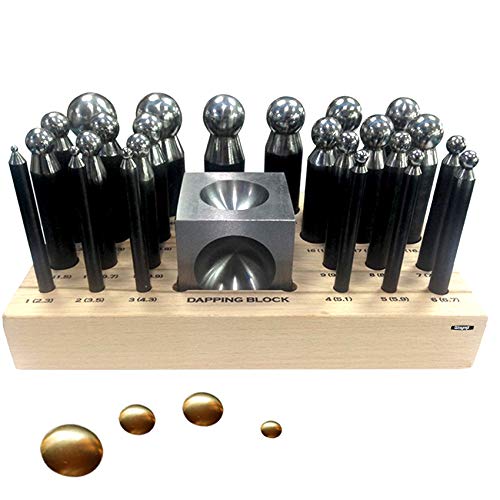 Dapping Set Punches & Block Steel Forming 24 pc for Jewelry Repousse Silversmith