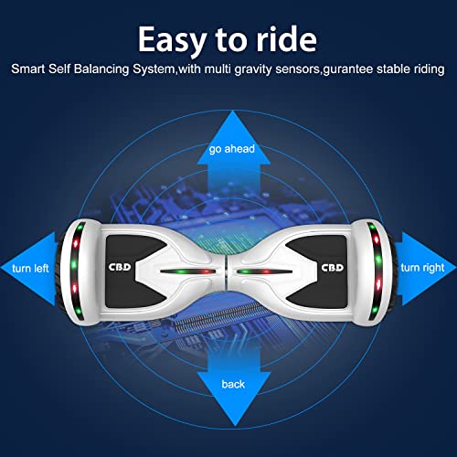 Cbd Hoverboard For Kids Adults, All Terrain Hoverboards Load Up To 200Lbs- 6.5" Tires Large Battery Hoverboard Bluetooth Speakers & 3D Led Light-Hover Board Ul2272 Certified-Christmas Kids Gift- Wh #TOP4