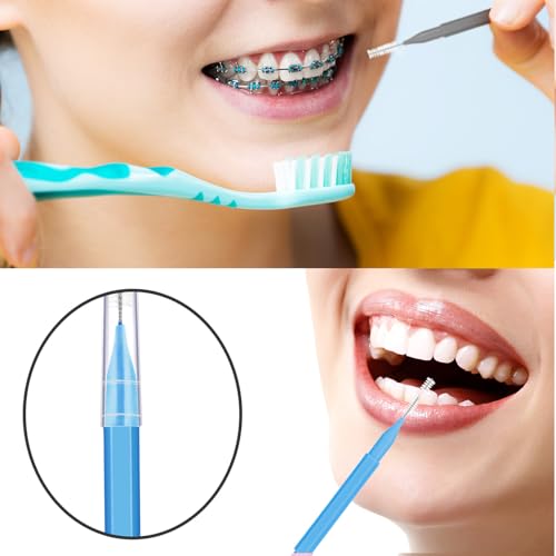 Image of Patelai 100 Pieces Braces Dental Brush for Cleaner Interdental Toothpick Dental Tooth Flossing Head Oral Hygiene Flosser Toothpick Cleaners Tooth Tool(Assorted Colors,Various Sizes)