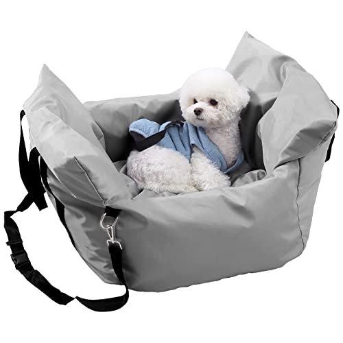 ANWA Comfortable Dog Car Seats for Small and Medium Dogs, Waterproof Puppy Car Seat with Clip-On Safety Leash, Portable Small Dog Car Seat with Storage Pocket
