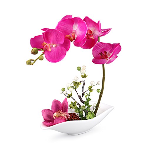 Louis Garden Artificial Silk Flowers 7 Head Simulation Phalaenopsis Bonsai (Simulation of Water) (Purple)