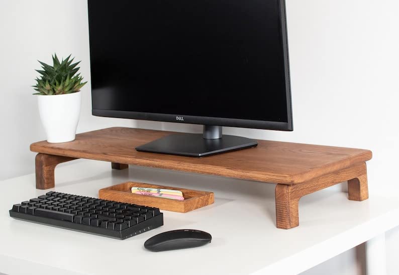 Streem Wooden Computer Monitor Stand, Monitor Riser Desk Shelf Desktop Stand Laptop Riser (Style- 10)