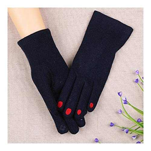 Lederhandschuhe Netter Nagellack-Stickerei-Handschuhe Frauen Velvet Thick Touch Screen Handschuhe Female Winter warme Handschuhe Fahr (Color : Blue)